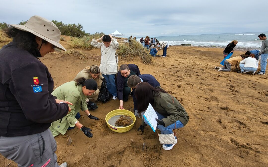 Recogida de residuos en Playa Larga del Parque Regional de Calblanque